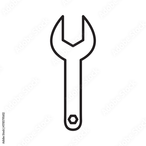 Wrench outline mechanic tool repair hardware spanner construction equipment maintenance industry fix engineering