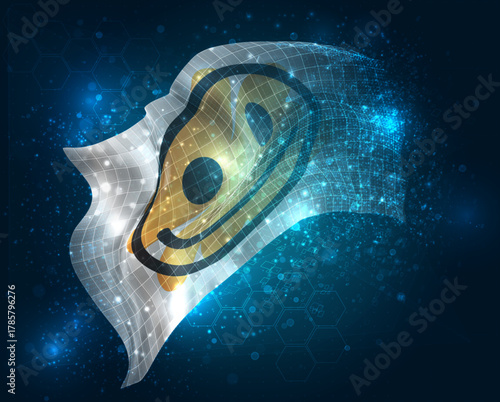 Smile, vector 3d flag virtual triangular polygons on a color background