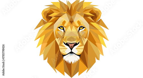 Powerful geometric lion head design exudes strength and leadership, perfect for modern branding and impactful visuals