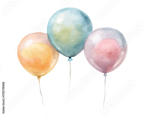 Watercolor set Balloons  isolated on white background