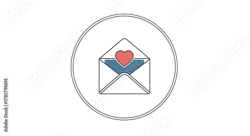 Valentine's Day love letter icon with heart shape in envelope, perfect for romantic messages, email campaigns, and digital greetings