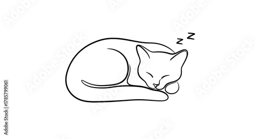 Sleeping cat outline illustration perfect for pet branding, minimalist design, and calming lifestyle visuals, ready to use