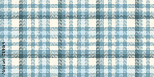 Costume texture vector pattern, multicolored textile seamless plaid. Neutral tartan fabric background check in cyan and sea shell colors.