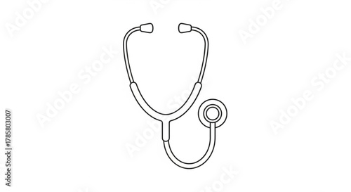 Illustration of a stethoscope, a medical instrument used for listening to internal body sounds in healthcare