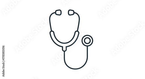 Illustration of a stethoscope, a medical instrument used for listening to internal body sounds in healthcare