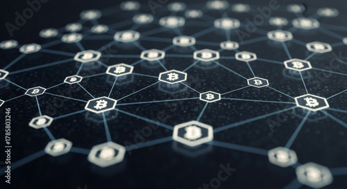 Bitcoin network concept, cryptocurrency blockchain technology, peer to peer network, decentralized digital currency, secure transactions