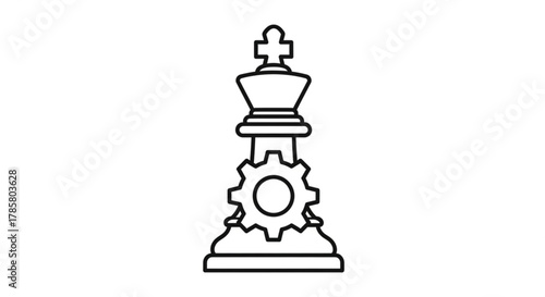 Chess king with gear symbolizes strategy, precision, and the integration of technology in decisionmaking