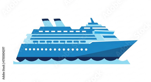 A blue cruise ship with a is a symbol of luxury, relaxation, and adventure