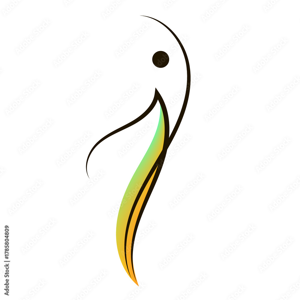 Fototapeta premium Abstract human figure logo symbolizing health, balance, and success, modern minimalist style. Wellness, fitness, medical, yoga, and corporate brands.