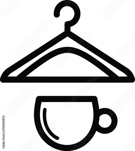 Clothing shop logo design hanger and coffee cup vector illustration eps silhouette