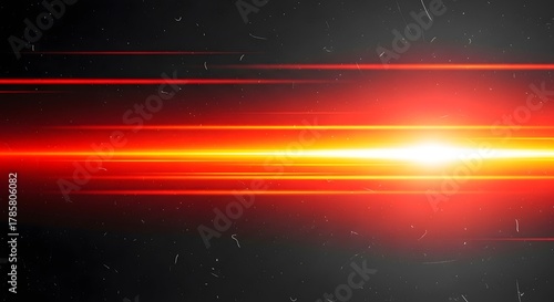 Wallpaper Mural Powerful Horizontal Light Beam with Fiery Red and Orange Lens Flare Effects on Dark Background Torontodigital.ca