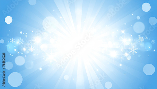 Bright abstract light rays on a blue background