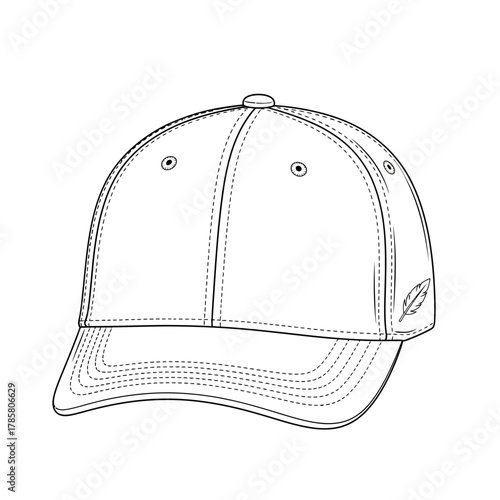 Baseball Cap Silhouette Line Art Vector Illustration