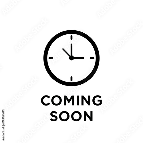 Minimal Clock Icon with Coming Soon Text Silhouette