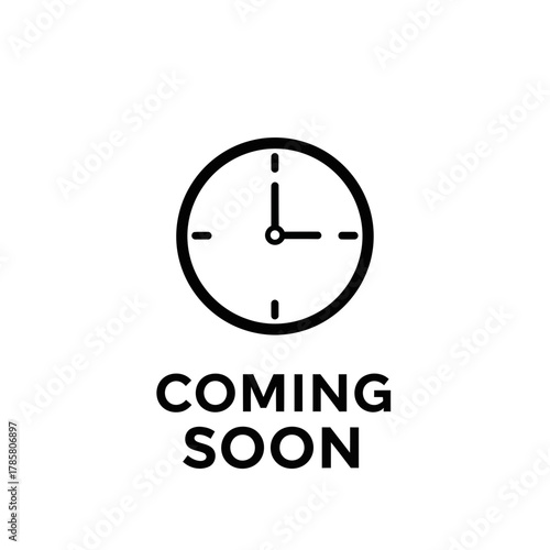 Minimal Clock Icon with Coming Soon Text Silhouette