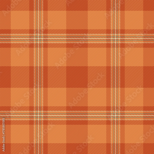 Material plaid background seamless, individuality texture check textile. No people fabric pattern vector tartan in orange and pastel colors.