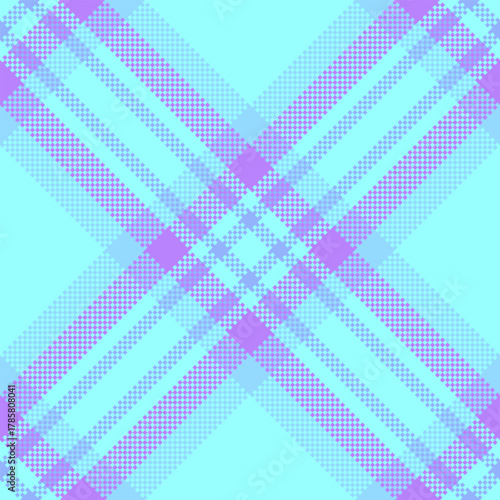 Handsome plaid vector fabric, sky texture pattern tartan. Kitchen check seamless background textile in teal and violet colors.