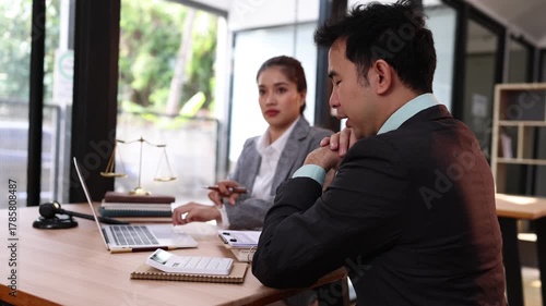 Lawyer or judge consult, Two lawyers discussing about contract and agreement concept.