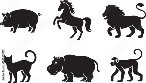 Collection of animal silhouettes on a