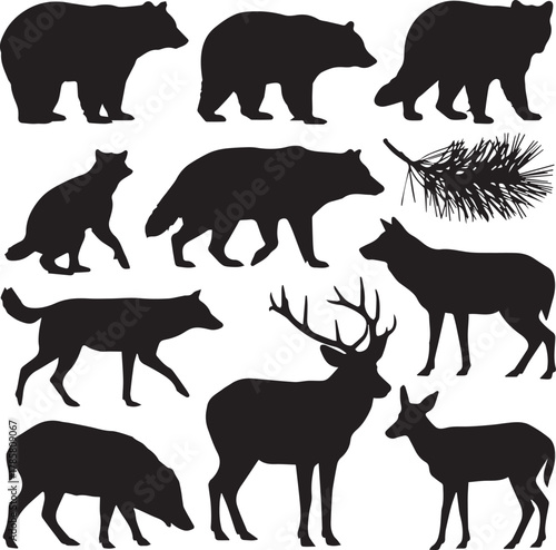 Collection of wild animal silhouettes