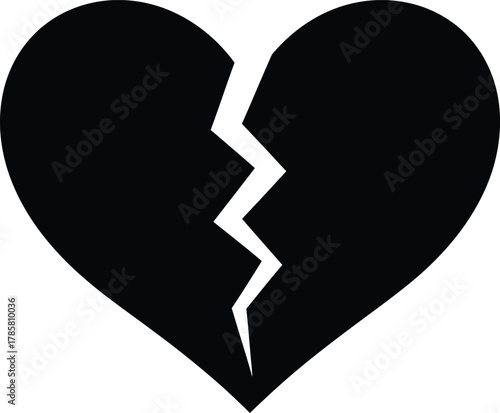 Broken heart symbol vector illustration heartbreak pain sad love icon eps silhouette