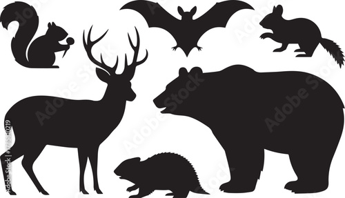 Collection of wild animal silhouettes