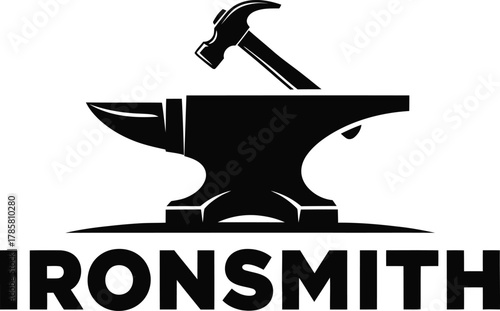 Ironsmith logo design blacksmithing metalwork forging anvil hammer craft eps silhouette