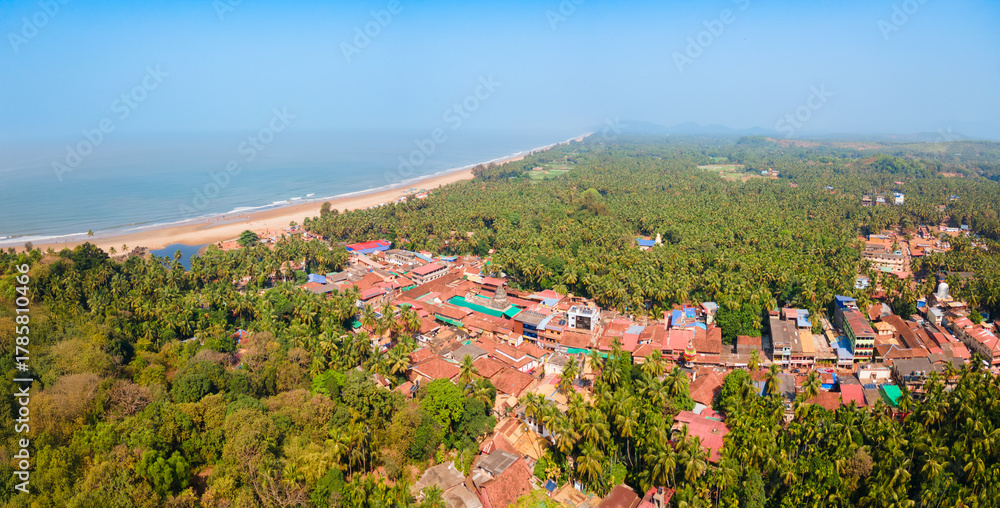Fototapeta premium Gokarna town aerial panoramic view in India