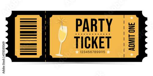new year party ticket. ticket template. party invite.