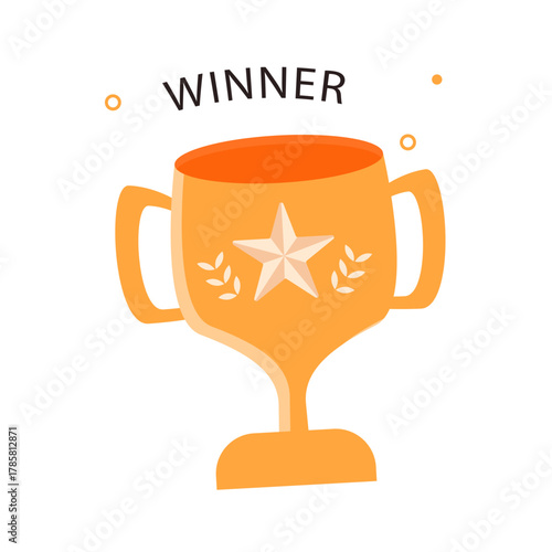 Golden trophy symbolizing victory, achievement, and success for a champion in a competition or game