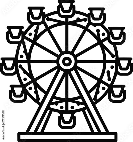 Ferris wheel outline icon vector illustration amusement park ride design eps silhouette