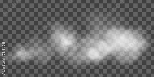 White smoke puff isolated on transparent background.. PNG. . Vector illustration