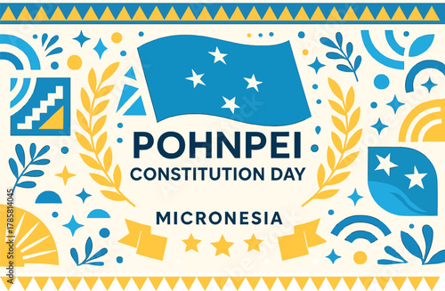pohnpei constitution day, micronesia national holiday, pohnpei celebration, pacific islands observance, civic pride illustration, national la