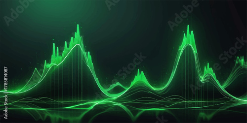 Vibrant energy wave glowing in rainbow gradient colors depicting sound frequency and digital health pulse line design.