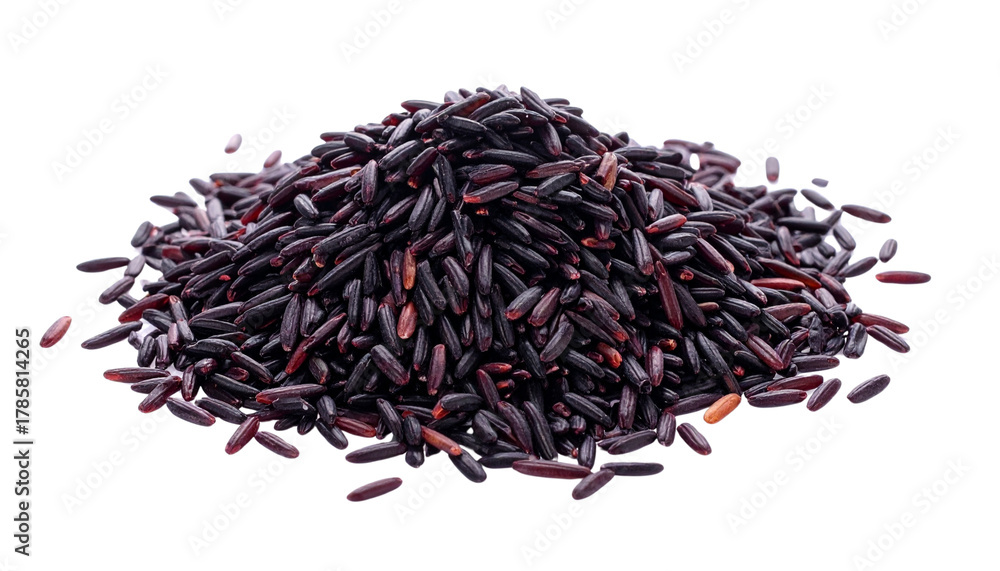 Fototapeta premium Purple brown rice grains on a white background