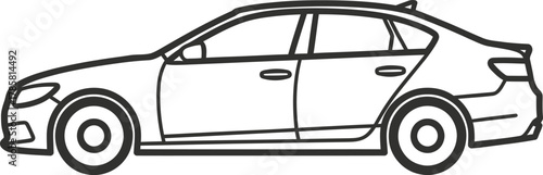 Stock vector illustration of a modern sedan car outline drawing side view eps silhouette