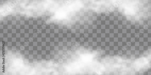 Fog or smoke isolated transparent special effect. White vector cloudiness, mist or smog background. PNG. Vector illustration