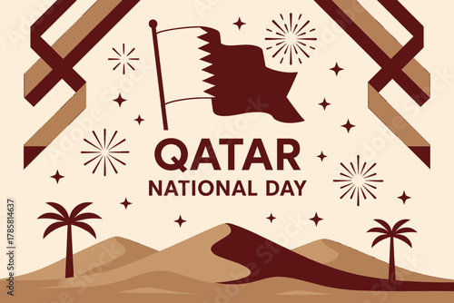Qatar Desert Flag Vector Illustration