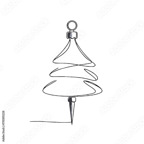 A Christmas tree toy with a needle and loop on top Christmas DIY Process — Outline / Minimal Linear Vector