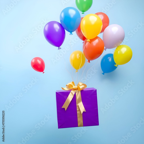 Top view on purple gift box on violet background with copy space. Generative AI. Top view on purple gift box on violet background with copy space. Generative AI.