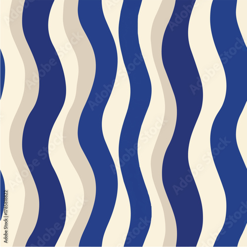 Seamless pattern of abstract wavy vertical stripes, smooth organic curves