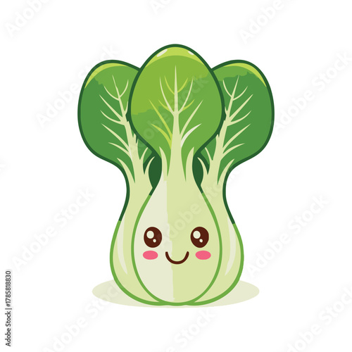 Cute Bok Choy Vegetable Cartoon Illustration.