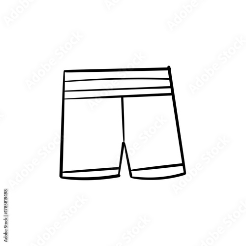 Outline sketch of a pair of comfortable shorts, representing casual wear and relaxed summer style apparel