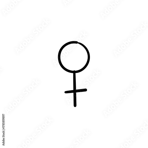 Female symbol drawing illustration, simple gender icon for feminism and women's rights