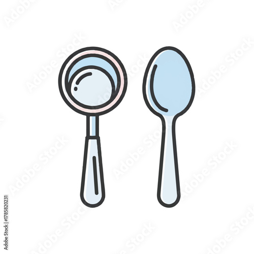 Essential kitchen utensils vector art featuring a clean line icon design of a cooking ladle and a serving spoon, perfect for culinary and household graphics