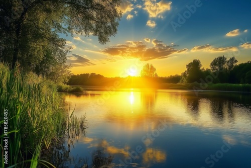 Sunset over the Calm River