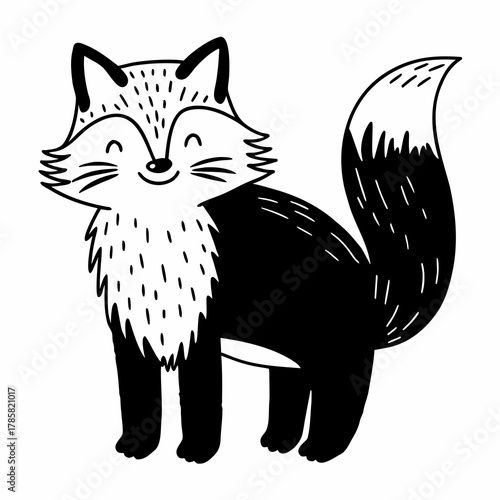 Hand drawn fox sketch illustration isolated on white background