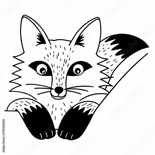 Hand drawn fox sketch illustration isolated on white background