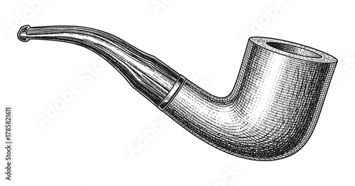 Vintage engraving of a classic tobacco pipe with detailed line art style