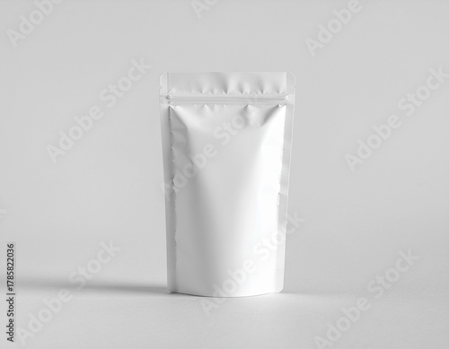 White Stand-Up Pouch Packaging Mockup on Minimal Background
